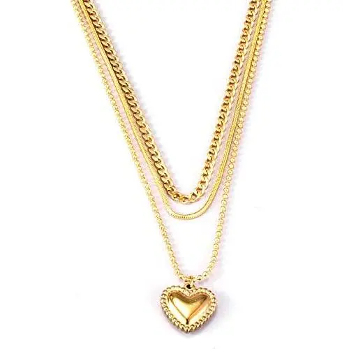 ARZASGO Dainty Heart Necklace, 18K Gold Plated Heart Choker Adjustable Length Necklace Pendant Jewelry Gift for Women Girls ARZASGO Dainty Heart Necklace, 18K Gold Plated Heart Choker Adjustable Length Necklace Pendant Jewelry Gift for Women Girls
