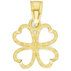 10k Solid Real Gold Four Leaf Clover Pendant, Good Luck Charm Irish Jewelry Gifts