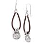 Silpada Medallion Drop Earrings in Sterling Silver & Leather