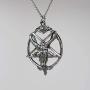 Baphomet Inverted Pentacle Silver Finish Pewter Goat Head Pendant Necklace