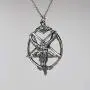Baphomet Inverted Pentacle Silver Finish Pewter Goat Head Pendant Necklace Baphomet Inverted Pentacle Silver Finish Pewter Goat Head Pendant Necklace