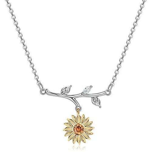 Iefil Sunflower Necklace for Women Girls, You are My Sunshine Sunflower Necklace Sunflower Heart Necklace Dainty Sunflower Pendant Sunflower Jewelry Gifts for Women Girls