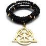 GWOOD Eye Illuminati Gold Color Pendant with 32 Inch Long Bead Necklace