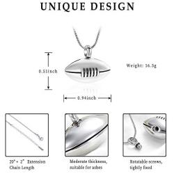 Cremation Jewelry - Rugby Pendant Necklace Men Jewelry Fashion Wheat Chain American Style Football Pendant
