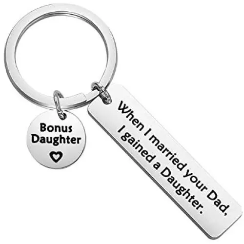 HOLLP Wedding Jewelry Stepdaughter Gift When I Married Your Dad I Gained A Daughter Keychain Bonus Daughter Gift from Stepmom HOLLP Wedding Jewelry Stepdaughter Gift When I Married Your Dad I Gained A Daughter Keychain Bonus Daughter Gift from Stepmom