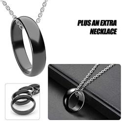Hematite Ring for Women Men Unisex And 1Pcs Necklace, Natural Black Magnetic Hematite Stone Ring Anxiety Balance Root Chakra Kit ,absorbs Negative Energy Jewelry Gifts Size 6-11