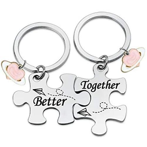 HN HNHB Better Together Couple Keychain Lover Long Distance Relationship Gift Energetic Warm Heart Jewelry Gifts