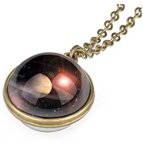 Womens Pendant Necklaces New Nebula Galaxy Double Sided Pendant Outer Space Necklace Universe Silver Jewelry Glass Art Picture Handmade Necklace