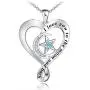 Distance I Love You to The Moon and Back Necklace 925 Sterling Silver Heart Pendant Necklace Jewelry Gifts for Women Mom Wife Girls