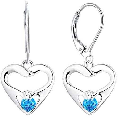 JO WISDOM Women Claddagh Earrings,925 Sterling Silver Irish Celtic Claddagh Love Heart Drop & Dangle Leverback Earrings