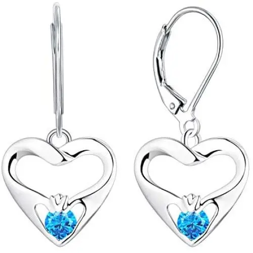 JO WISDOM Women Claddagh Earrings,925 Sterling Silver Irish Celtic Claddagh Love Heart Drop & Dangle Leverback Earrings