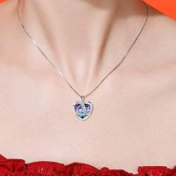 TOUPOP Mothers Day Gifts from Daughters Sterling Silver Moon and Star Pendant Necklace with Heart Crystal Jewelry Gifts for Women Mom Mother Friend Teen Girls Birthday