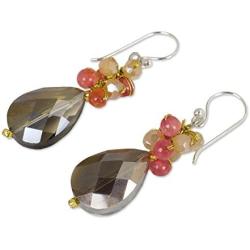 NOVICA Quartz Silver Plated Beaded Hook Earrings Spring Garden