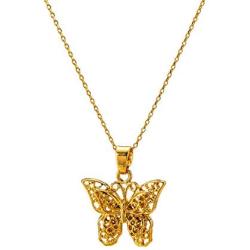kelistom 14K Gold/18K Gold Plated Hollow Butterfly Pendant Necklace for Women Men Girls Boys, 2” Extension