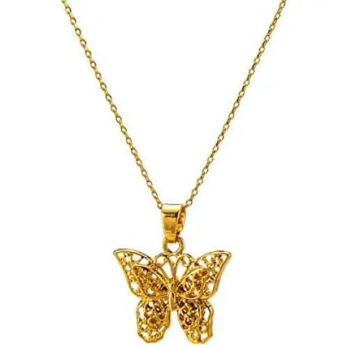 kelistom 14K Gold/18K Gold Plated Hollow Butterfly Pendant Necklace for Women Men Girls Boys, 2” Extension kelistom 14K Gold/18K Gold Plated Hollow Butterfly Pendant Necklace for Women Men Girls Boys, 2” Extension