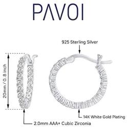 PAVOI 14K Gold Plated 925 Sterling Silver Post Cubic Zirconia Hoop Earrings