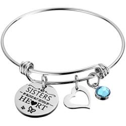 Phoenix Angela to My Best Friends Bracelets- Not Sisters by Blood But Sisters by Heart Inspirational Birthday Gifts Charm Engraved Bangle for Women Sister Gift Jewelry