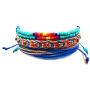 Native American Inspired Tribal Seed Bead Bracelet Gold Beaded Macramé Bracelet Multi Strand String Bracelet Multicolored Layered Stackable 3 PC Pull Tie Jewelry Set