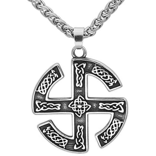 GuoShuang Kolovrat Knot Amulet Slavs Stainless Steel Pendant Necklace