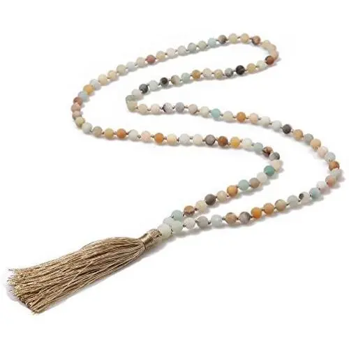 BALIBALI 6MM Mala Beads Necklace Natural Stone Meditation Statement Necklace Japa Yoga Rosary Prayer Charm Beaded Tassel Necklace BALIBALI 6MM Mala Beads Necklace Natural Stone Meditation Statement Necklace Japa Yoga Rosary Prayer Charm Beaded Tassel Necklace