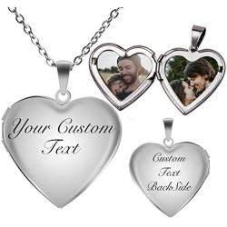 Fanery Sue Personalized Heart Locket Necklace That Holds Pictures Memory Photo Lockets Custom Any Photo Text&Symbols