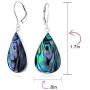 Large Shell Natural Genuine Gemstones Pear Shaped Teardrop Dangle Leverback Earrings For Women Teen 925 Sterling Silver
