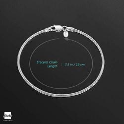 Amberta 925 Sterling Silver 1.9 mm Snake Chain Bracelet Size 7'' 7.5'' 8'' in