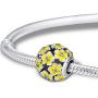 CKK Flower Charm Fit Pandora Bracelet Purple Enamel Plumeria Spacer Bead Charms for Bracelets DIY Women Jewelry 925 Sterling Silver (Yellow Bead)