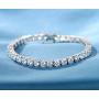 GMESME 18K White Gold Plated 5.0 Round Cubic Zirconia Classic Tennis Bracelet 7.5 Inch