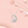 TRISHULA Moon Necklace with Opal Star Light,Infinite Love Y-Necklace,Moon Cat Necklace 925 Sterling Silver Forever Love Sparkling Crescent Jewelry Gift for Women Girls,Teen