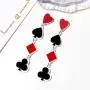 DAMLENG Unique Funny Playing Cards Pattern Dangle Drop Earring Fashion Party Charms Acrylic Spades Hearts Plum Poker Earrings for Women Girls Statement Jewelry Gift