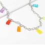 YIZHEN Colorful Gummy Resin Bear Necklace Earring Jewelry Set for Women Girls