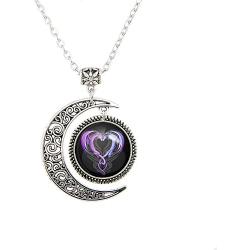 Moon pendant Dragon Heart necklace Dragons pendant necklace Dragons necklace Dragons jewelry necklaces