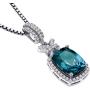 Peora Simulated Alexandrite Pendant Necklace in Sterling Silver, Vintage Halo Design, Cushion Cut, 4.50 Carats total, with 18 Inch Chain