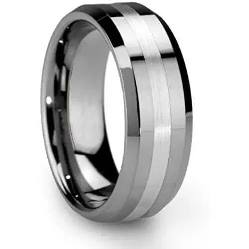 King Will Tungsten Carbide Ring 8mm Silver/Gold Wedding Band Matte Brushed Polish Finish King Will Tungsten Carbide Ring 8mm Silver/Gold Wedding Band Matte Brushed Polish Finish