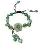 LOOPIG Retro Natural Green Jade Dongling Flower Adjustable Bracelet Jewellery Hand Knitted Amulet