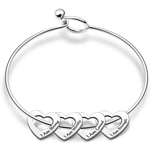 Inspirational Faith Bracelet I Am Strong I Am Worthy I Am Loved I Am Enough Quote Motivation Jewelry for Women