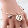 MAOFAED Initial Bracelet ,Rose Gold Letter Bracelet, Personalized Jewelry, Hand Stamped Jewelry
