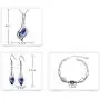 Graces Dawn Beautiful Cubic Zirconia with Platinum Plated Chain Necklace Angel Elf Pendant Mosaic Crystal Necklace Bracelet and Earrings Set Necklace 18'' (Royal Blue)