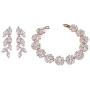 UDORA Cubic Zirconia Leafs Earrings Bracelet Jewelry Set For Bridal Bridesmaid Wedding Prom