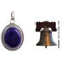 NOVICA Lapis Lazuli .925 Sterling Silver Oval Pendant Necklace, 18'' True Clarity