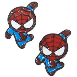 Lovely Cartoon Spider Man with Charm Section Web Stud Earring Necklace Cool Enamel Jewelry for Women Girls