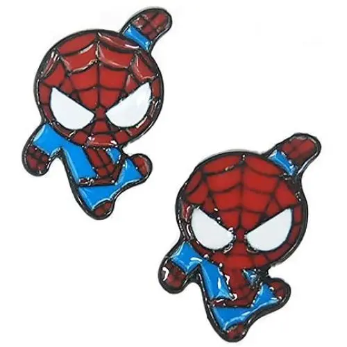 Lovely Cartoon Spider Man with Charm Section Web Stud Earring Necklace Cool Enamel Jewelry for Women Girls