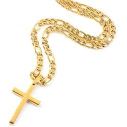 FZTN Jewelry Gold Figaro Link Chain Necklace for Men Women & Teens Boys 18K Gold Plated Stainless Steel Necklace,Fashion Jewelry,Wear Alone or with Pendant,18-26 Inch