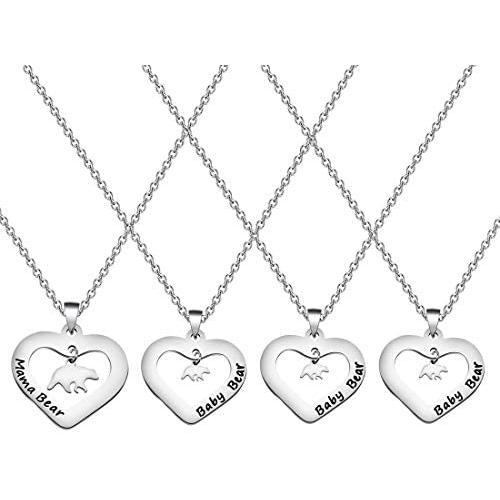 CENWA Mama Bear and Baby Bear Necklace Set Mother Daughter Necklace Mom Jewelry Sweet for Mother Daughter
