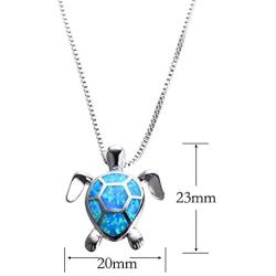 Chritmas Blue Turtle Necklace Womens 925 Sterling Silver Blue Sea Turtle Jewelry Turtle Stretching Pendant Necklace Girls Turtle Necklace 18'' Turtle Pendant Best Gift for Her