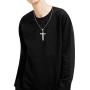 Uloveido Mens Stainless Steel Lords Prayer Bible Verse Engraved Cross Pendant Necklace with Round Mustard Seed