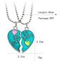 MJartoria BFF Necklaces for 2-Split Heart Green Cute Pendant Best Friends Forever Friendship Best Friends Necklaces for Girls, Sisters