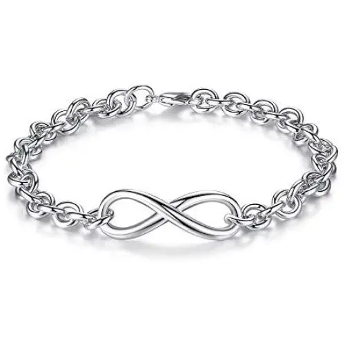 Almusen Cubic Zirconia Bracelet Charm Bracelet Womens Jewelry Silver Infinity Symbol Everlasting Bangle Bracelet Gift Womens Party/Anniversary/Birthday Gift/Opening Ceremony
