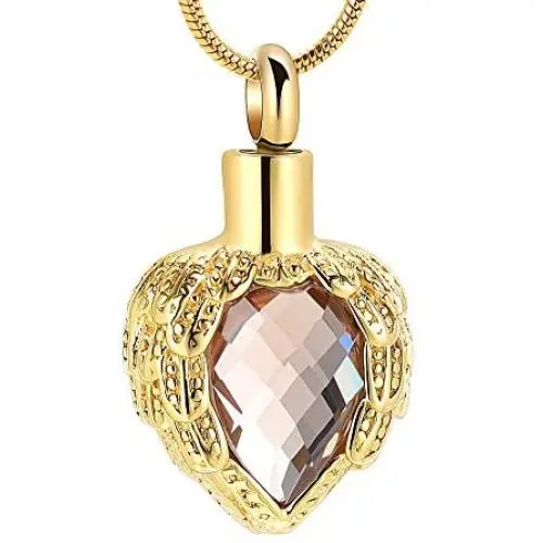 memorial jewelry Gold Angel Wings Glass Heart Urn Pet/Human Cremation Pendant Necklace Jewelry for Ashes memorial jewelry Gold Angel Wings Glass Heart Urn Pet/Human Cremation Pendant Necklace Jewelry for Ashes